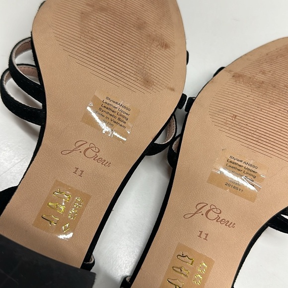 J Crew Odette Heeled Sandals Shoes Ankle Strap Open Toe Suede Black Size 11 - Picture 8 of 8